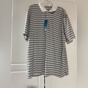 NWT PGA Tour White Striped Polo Shirt